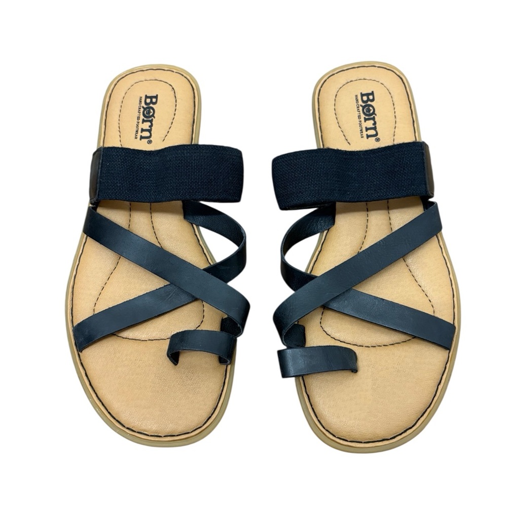 Born Black and Tan Strappy Leather Sandals